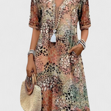 Robe Perla Boho avec Imprimé Floral et Détails en Crochet