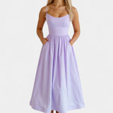 Robe Midi Marvelle Sans Manches en Tissu Léger