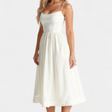 Robe Midi Marvelle Sans Manches en Tissu Léger