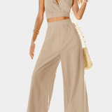 Gilet en Dentelle avec Dos Ouvert Valentina et Pantalons à Jambes Amples