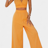 Gilet en Dentelle avec Dos Ouvert Valentina et Pantalons à Jambes Amples