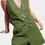 Ensemble de Gilet et Pantalons Courts Jennifer en Lin et Coton