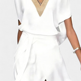 Robe Effie Blanche Croisée avec Décolleté Découpé et Fente Frontale