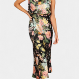 Robe Maxi Florale Lisa avec Col Halter et Taille Élastique