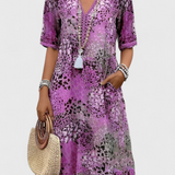 Robe Perla Boho avec Imprimé Floral et Détails en Crochet