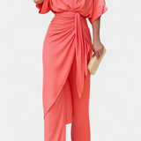 Ensemble Mayleen Croisé avec Nœud Frontal et Pantalons Droits