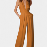 Monopiece à Jambes Amples Lilas avec Élégance Légère