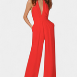 Monopiece à Jambes Amples Lilas avec Élégance Légère