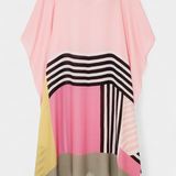 Caftan Géométrique Elenora avec Coupe Ample et Tissu en Maille en Forme de Papillon