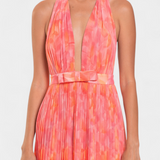 Robe Maxi Plissée Prisca avec Dos Nu et Col Halter