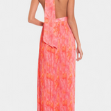 Robe Maxi Plissée Prisca avec Dos Nu et Col Halter