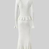 Ensemble de Robe Midi en Maille Raffinée Prudence avec Top Boutonné