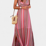 Robe Longue Jeni Boho avec Col Halter et Imprimé Tribal