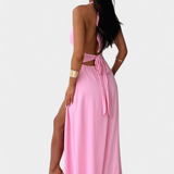Robe Latisha avec Col Halter et Haute Fente