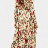 Robe Maxi Florale Keti avec Manches Longues et Délicates Volants