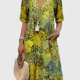 Robe Perla Boho avec Imprimé Floral et Détails en Crochet